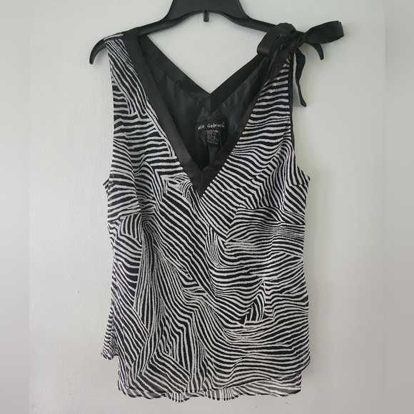 Mlle Gabrielle Zebra Print Bow Shirt - Picture 1 of 5